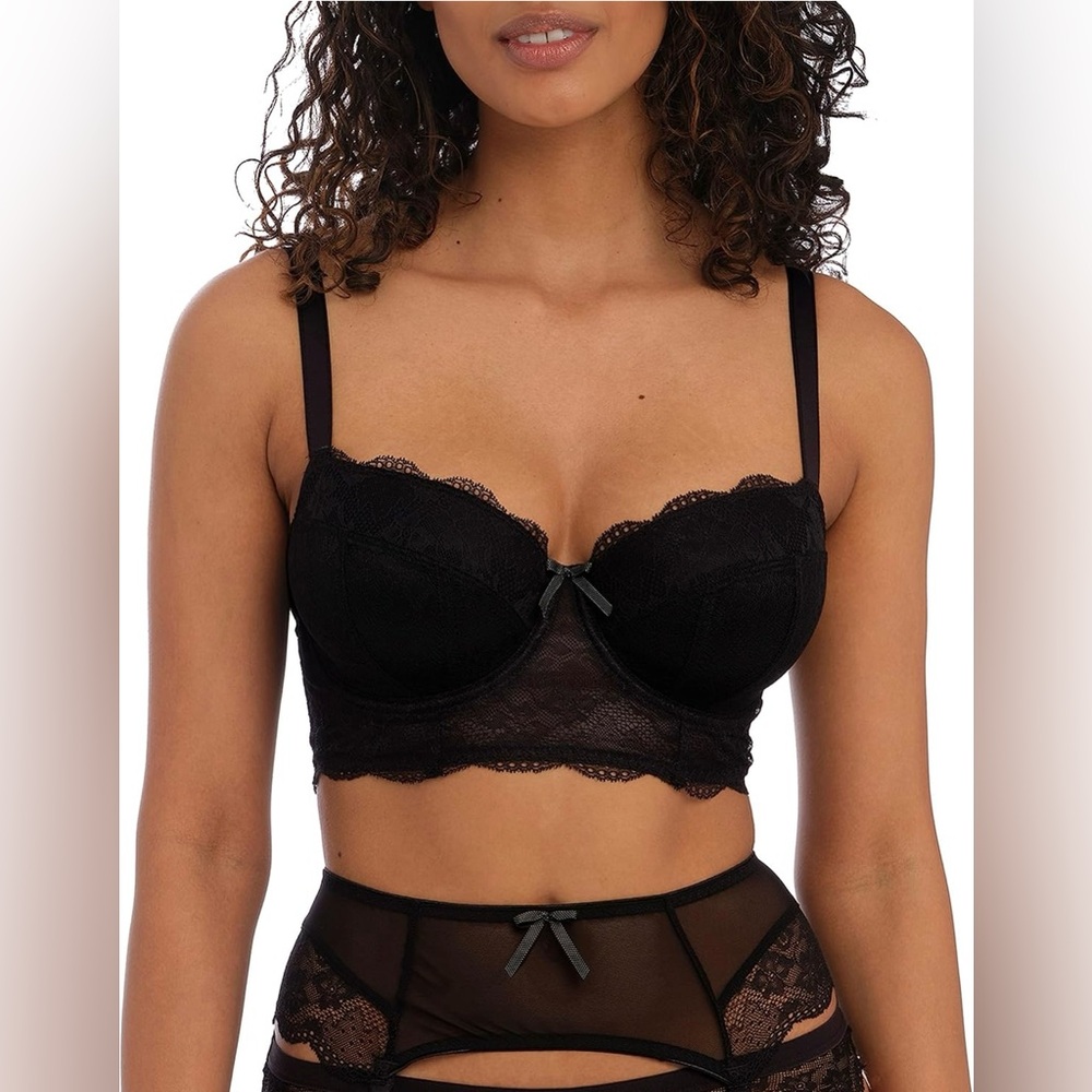 Freya Black Lace Longline Balconette Bra